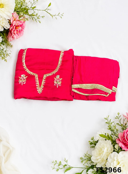 FS2966 | Satin Organza Suit | Party Wear | Jaggo Wear | Festival Wear | Contrast |