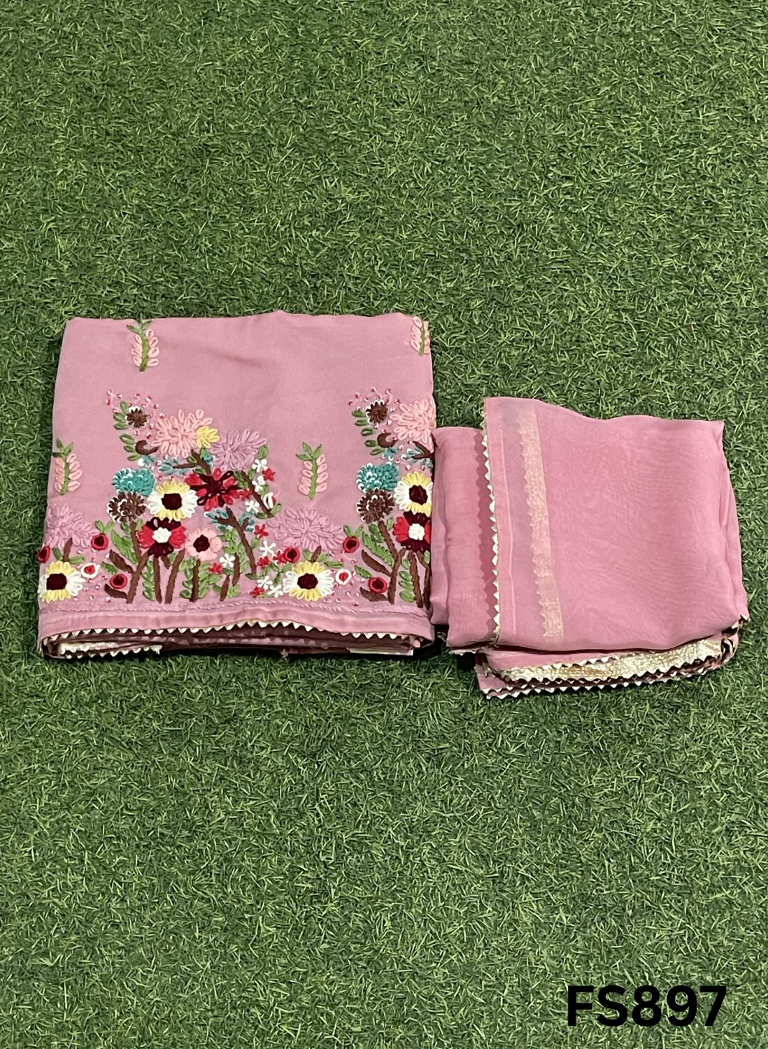FS897 | PINK | Satin Organza Suit | Party Wear | Wedding | Jaggo | Ring Ceremony | Festival