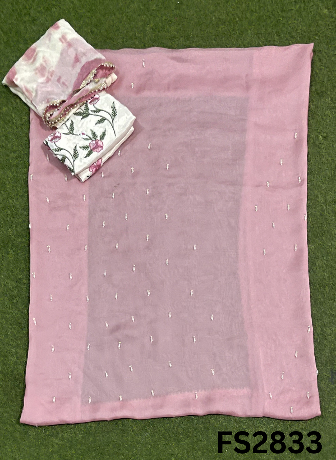 FS2833 |  Satin Organza Suit | Casual wear  | Summer Suits | Regular wear