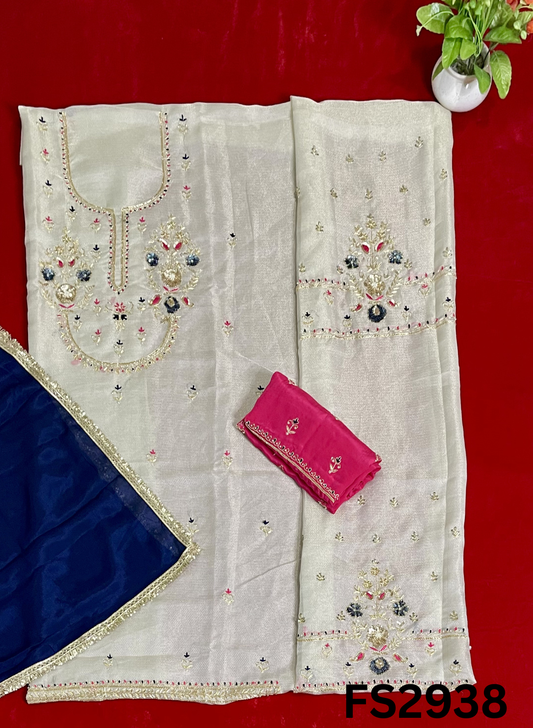 FS2938 | Self-Print | Shimmer Suit | 3rD Suit | Party Wear | Wedding | Jaggo | Ring Ceremony | Festival