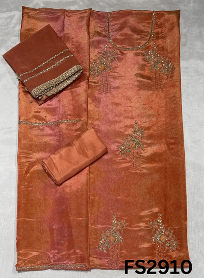 FS2910 | Self-Print | Shimmer Suit | Party Wear | Wedding | Jaggo | Ring Ceremony | Festival
