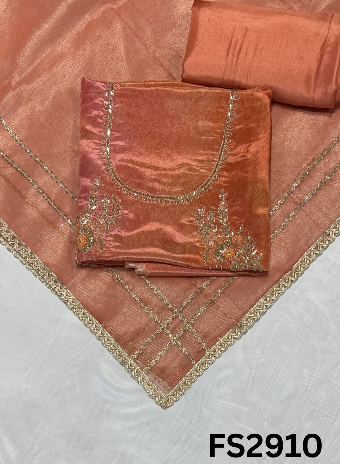 FS2910 | Self-Print | Shimmer Suit | Party Wear | Wedding | Jaggo | Ring Ceremony | Festival