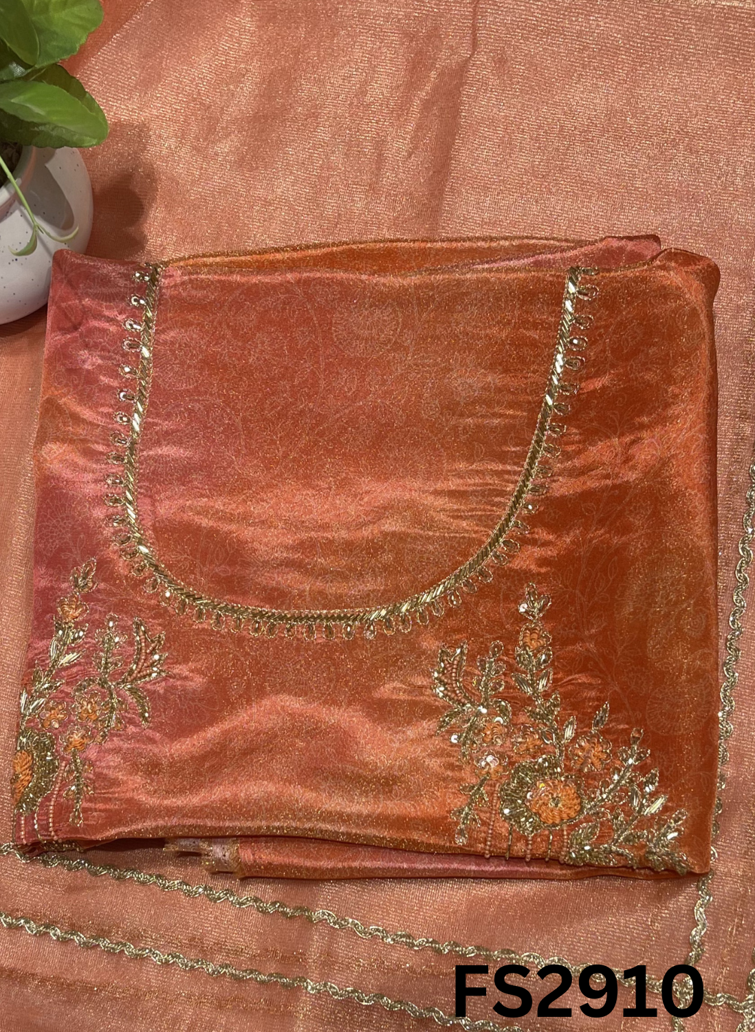 FS2910 | Self-Print | Shimmer Suit | Party Wear | Wedding | Jaggo | Ring Ceremony | Festival