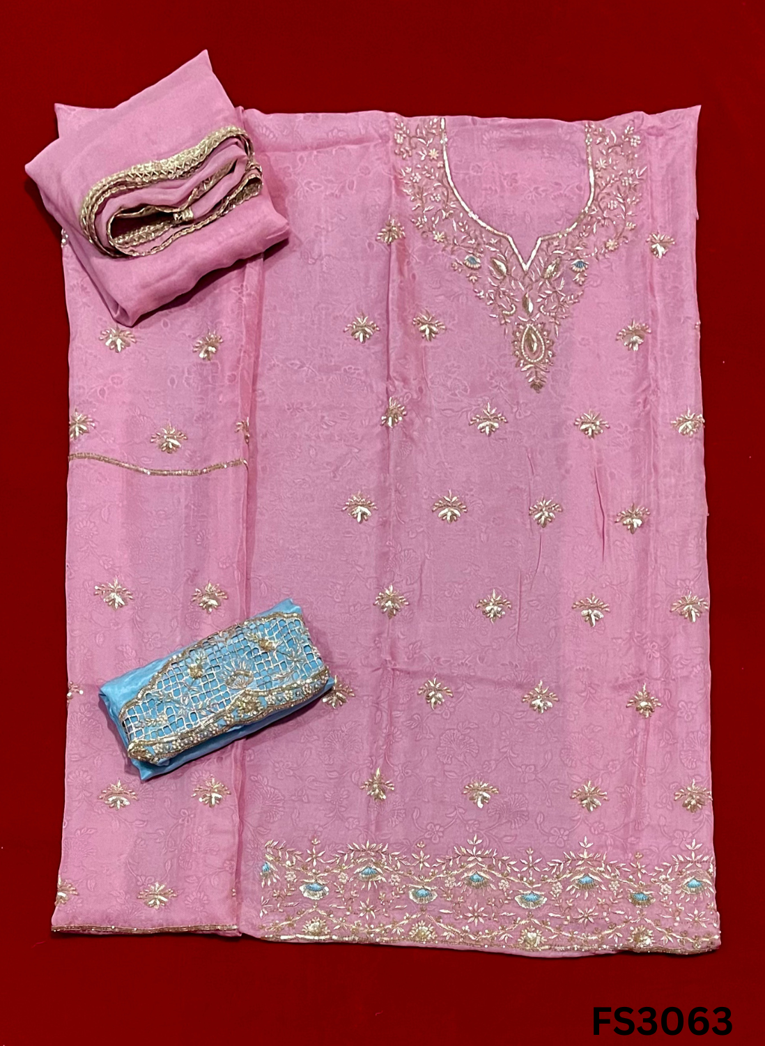 FS3063 | Self-Print | Shimmer Suit  | Party Wear | Wedding | Jaggo | Ring Ceremony | Festival | Contrast |&nbsp;
