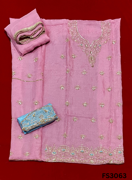 FS3063 | Self-Print Organza Suit  | Party Wear | Wedding | Jaggo | Ring Ceremony | Festival | Contrast |&nbsp;