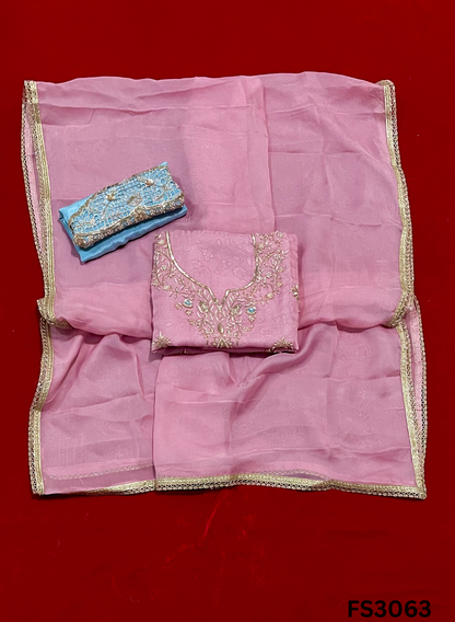FS3063 | Self-Print | Shimmer Suit  | Party Wear | Wedding | Jaggo | Ring Ceremony | Festival | Contrast |&nbsp;