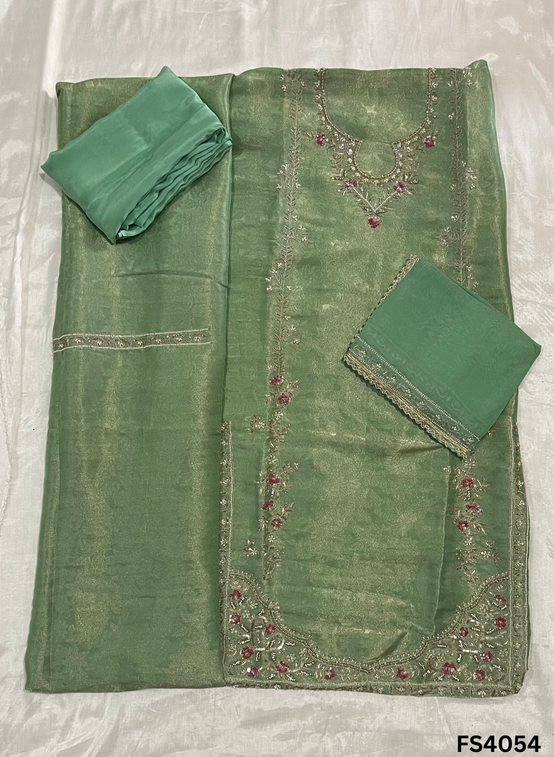 FS4054 | Self Print Shimmer Suit | Party Wear | Wedding | Jaggo | Ring Ceremony | Festival |