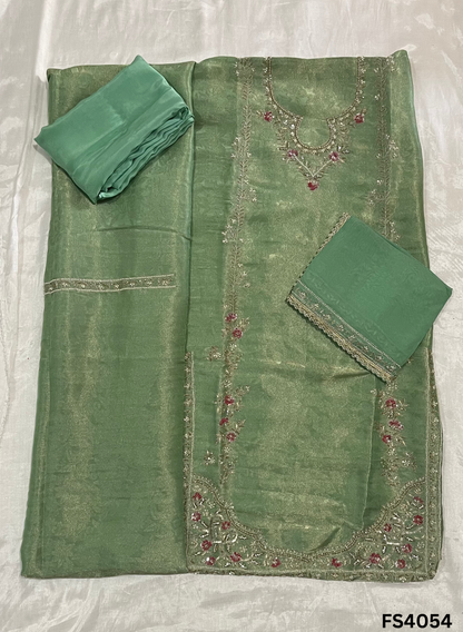FS4054 | Self Print Shimmer Suit | Party Wear | Wedding | Jaggo | Ring Ceremony | Festival |