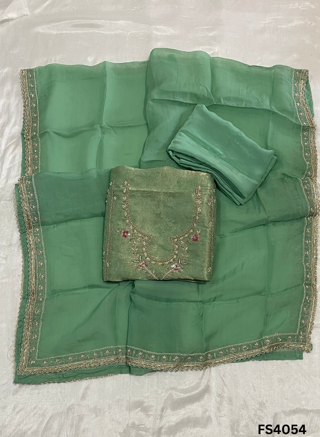 FS4054 | Self Print Shimmer Suit | Party Wear | Wedding | Jaggo | Ring Ceremony | Festival |