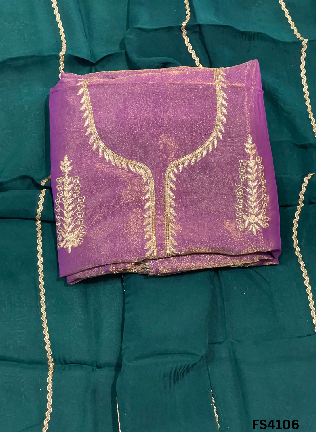 FS4106 | Shimmer Suit | Party Wear | Wedding | Jaggo | Ring Ceremony | Festival  |  Contrast Suit