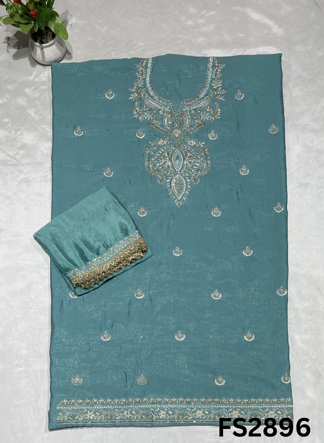 FS2896 | Shimmer Suit | Party Wear | Wedding | Jaggo | Ring Ceremony | Festival