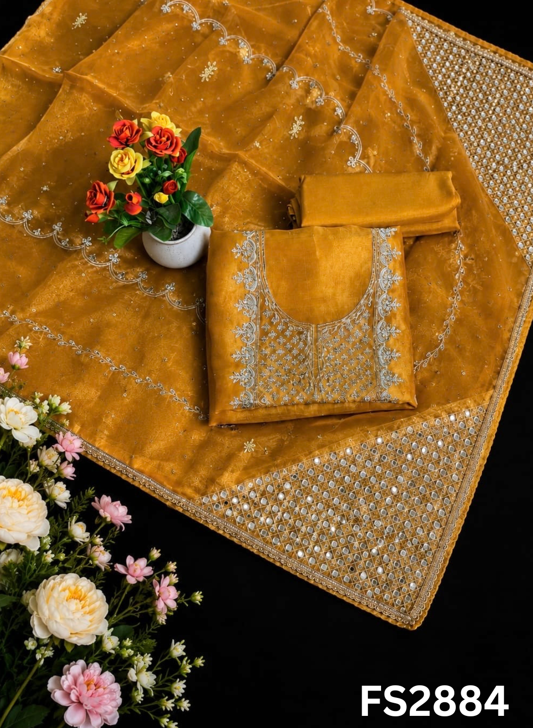FS2884 | Shimmer  Suit | Party Wear | Wedding | Jaggo | Ring Ceremony | Festival