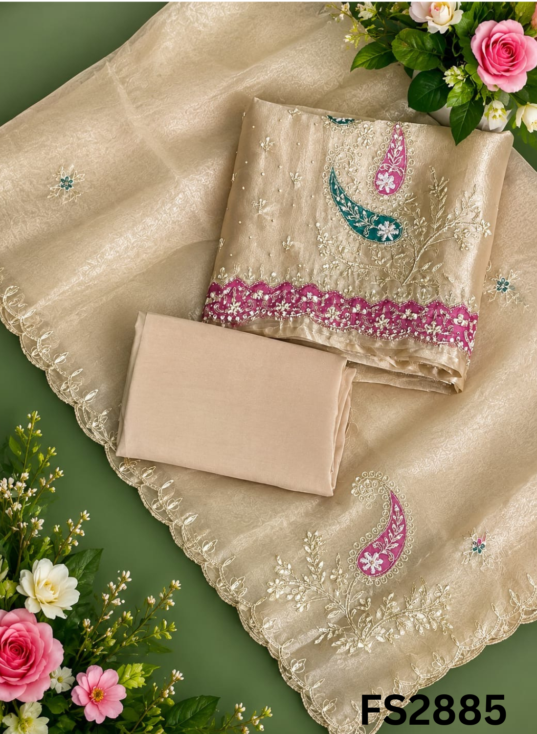 FS2885 | Shimmer Suit | Party Wear | Wedding | Jaggo | Ring Ceremony | Festival