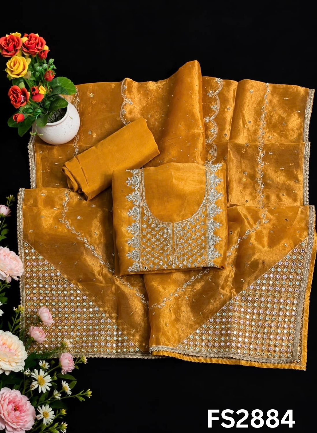 FS2884 | Shimmer  Suit | Party Wear | Wedding | Jaggo | Ring Ceremony | Festival