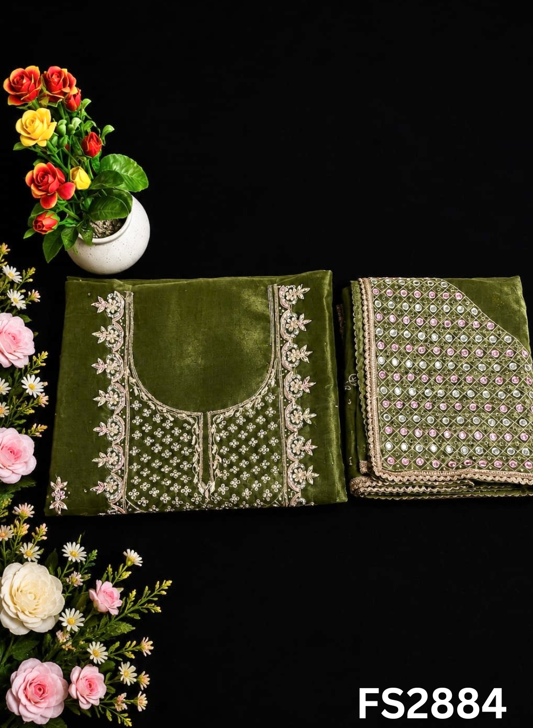 FS2884 | Shimmer  Suit | Party Wear | Wedding | Jaggo | Ring Ceremony | Festival