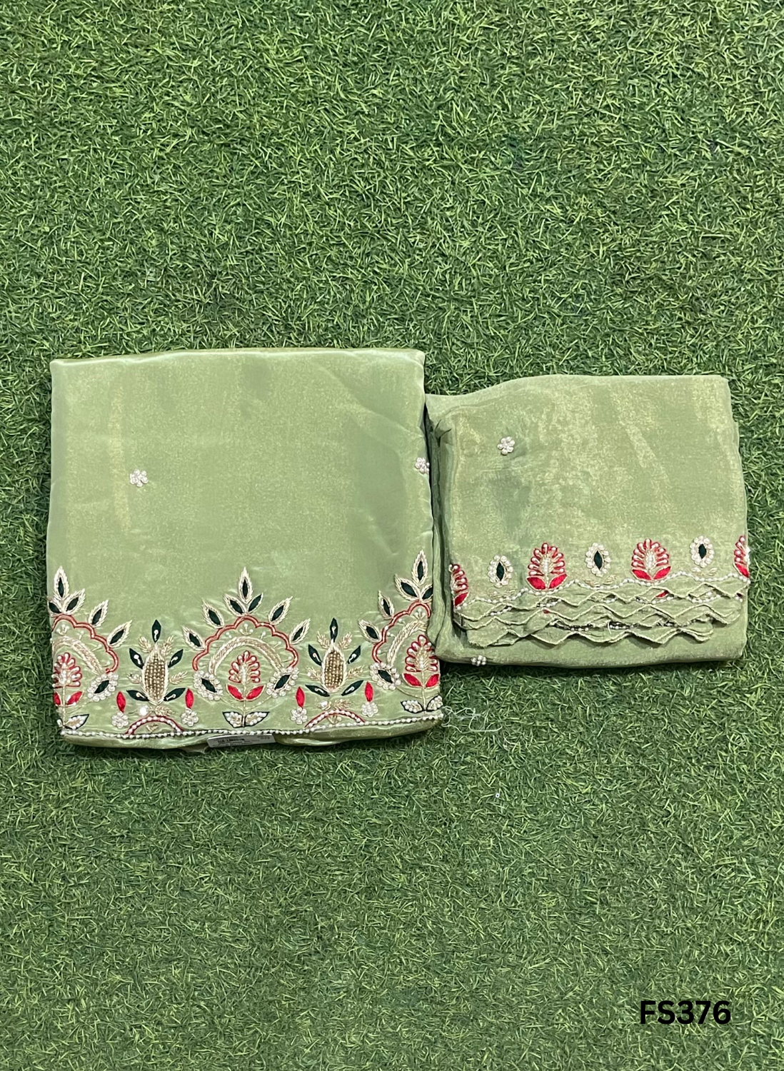 FS376 | Cream | Shimmer Suit | Party Wear | Wedding | Jaggo | Ring Ceremony | Festival | Allover suits