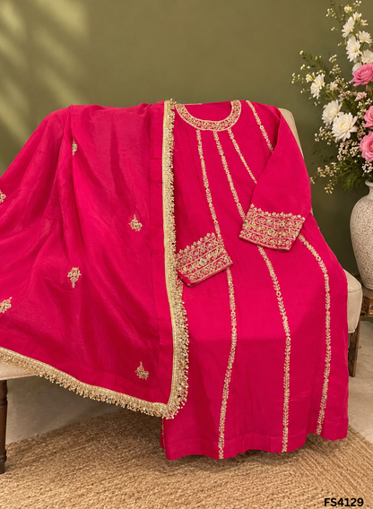 FS4129 | Silk Suit | Jaggo Wear | Party Wear | Ring Ceremony |  Wedding Wear |