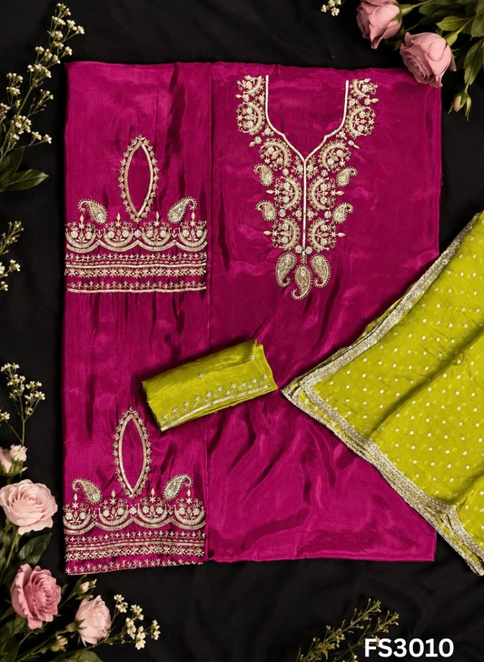 FS3010 | Silk Suit | Wedding | Party Wear | Ring Ceremony | Festival Suit | Contrast