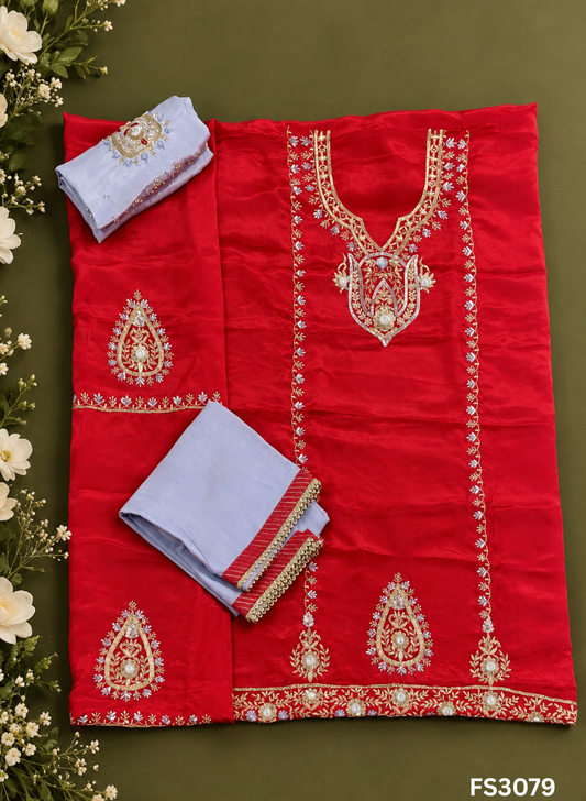 FS3079 | Silk Suit | Wedding | Party Wear | Ring Ceremony | Festival Suit | Contrast suit