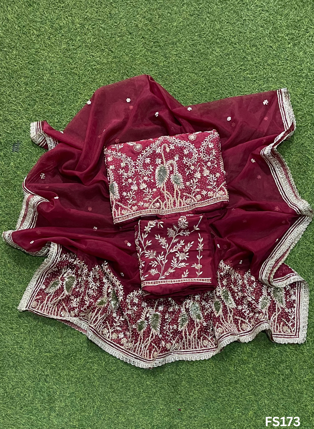 FS173 |  Mehroon | Silk Suit | Wedding | Party Wear | Ring Ceremony | Festival Suit | Allover suit