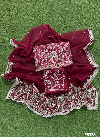 FS173 |  Mehroon | Silk Suit | Wedding | Party Wear | Ring Ceremony | Festival Suit | Allover suit