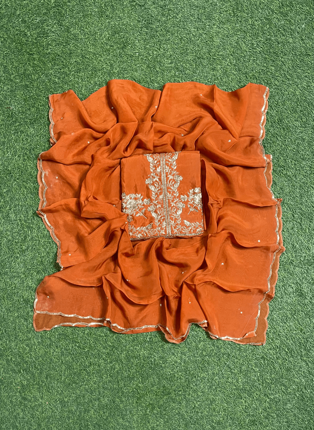 Rust | Silk Suit | Party Wear | Wedding | Jaggo | Ring Ceremony | Festival | FS498 FS498