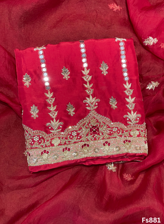 FS881 | Red Pure | Silk Suit | Bridal Suit | Party Wear | Wedding | Festival | Celebrity | Ring Ceremony