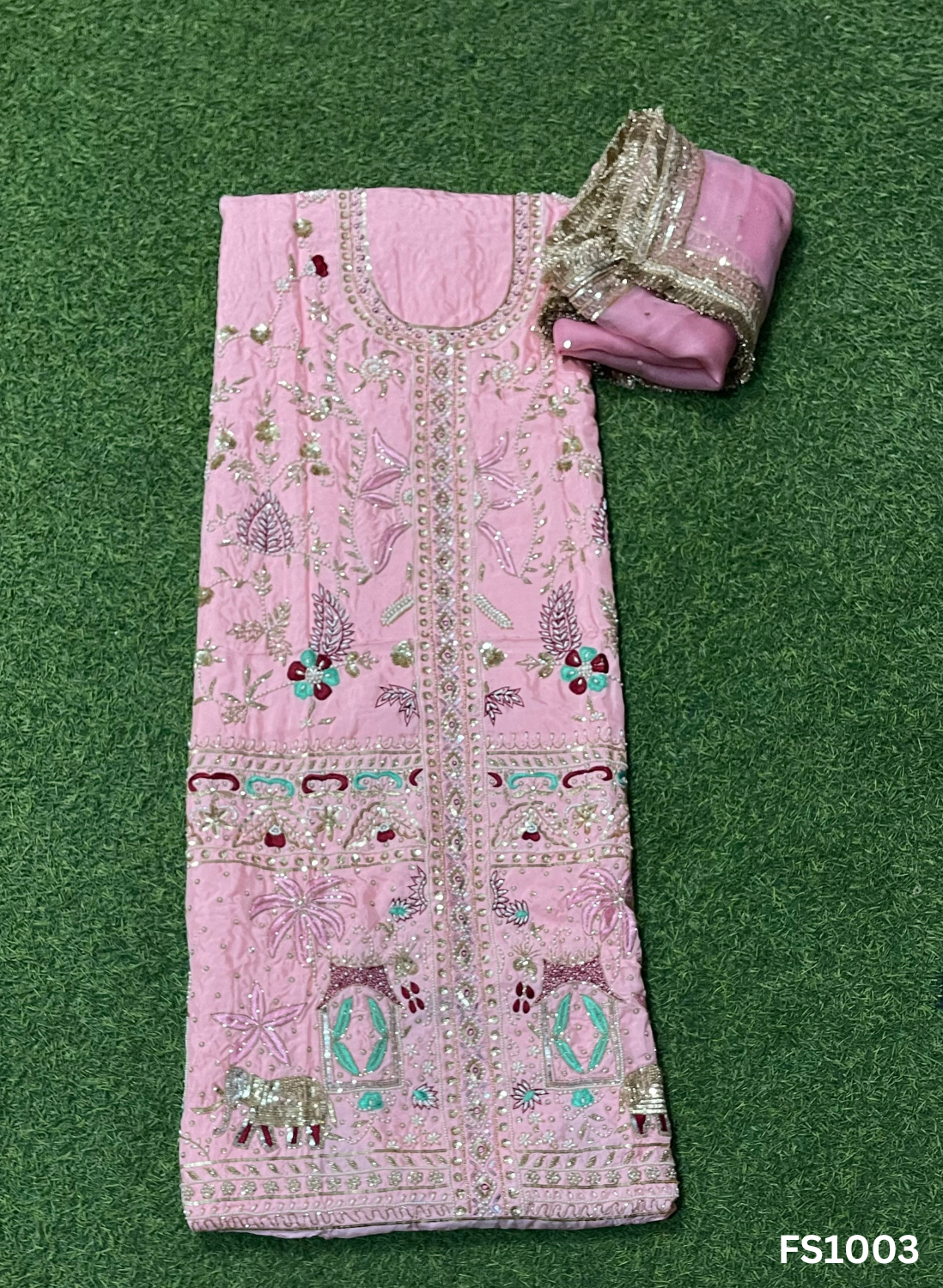 FS1003| Baby-Pink | Silk Suit | Wedding | Party Wear | Ring Ceremony | Festival Suit | Allover suit