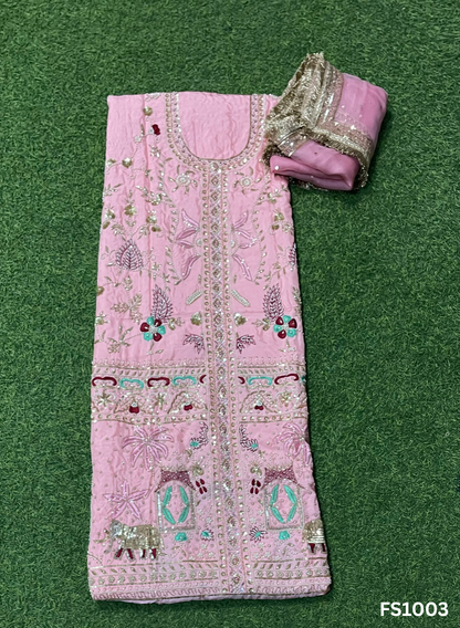 FS1003| Baby-Pink | Silk Suit | Wedding | Party Wear | Ring Ceremony | Festival Suit | Allover suit