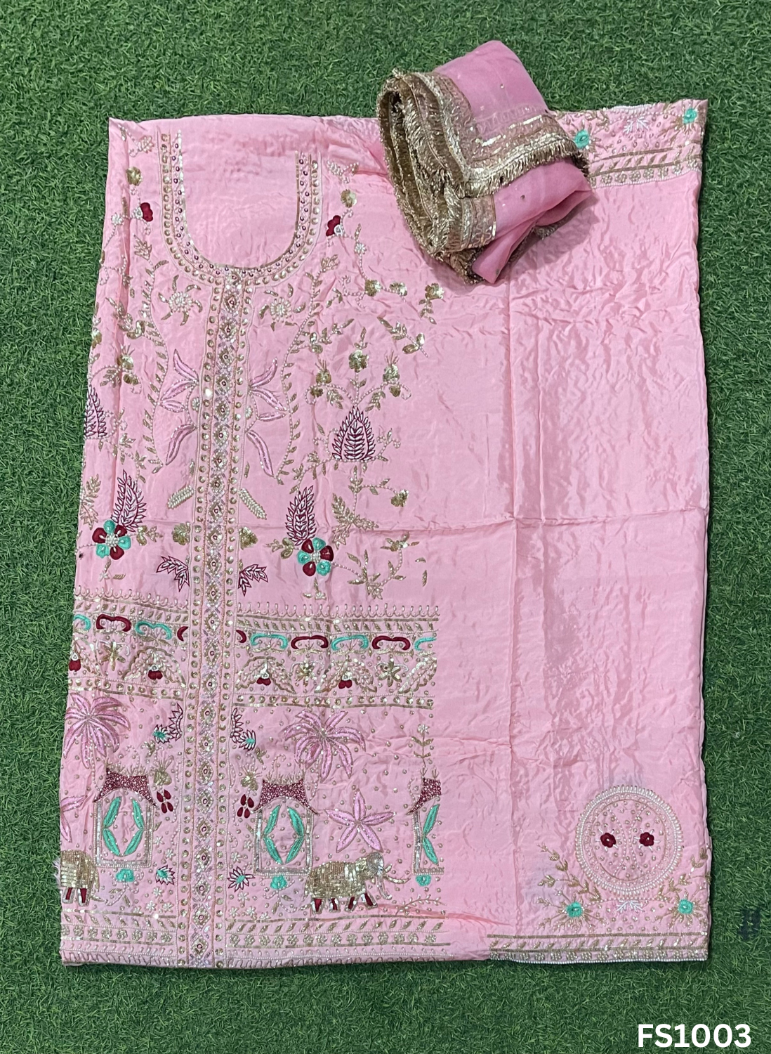 FS1003| Baby-Pink | Silk Suit | Wedding | Party Wear | Ring Ceremony | Festival Suit | Allover suit