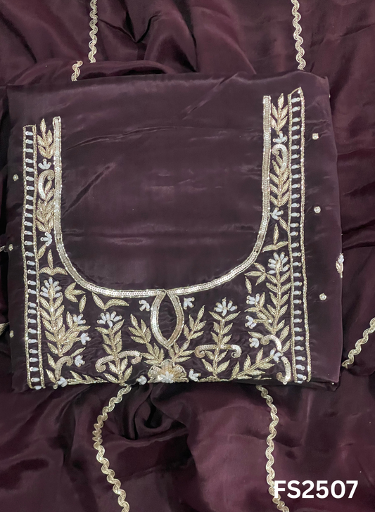 FS2507 |  Brown | Silk | Party Wear | Wedding | Jaggo | Ring Ceremony | Festival