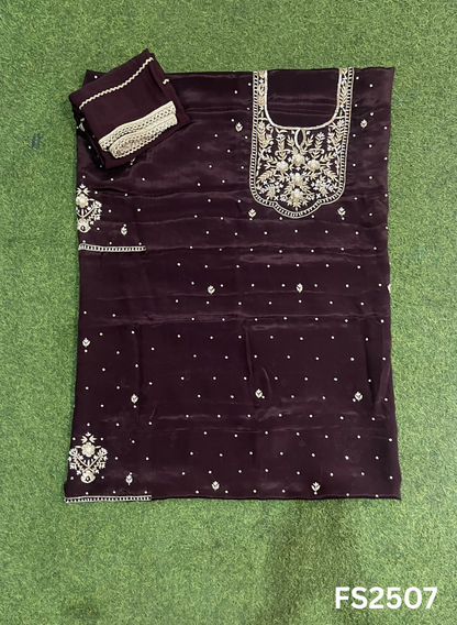 FS2507 |  Brown | Silk | Party Wear | Wedding | Jaggo | Ring Ceremony | Festival