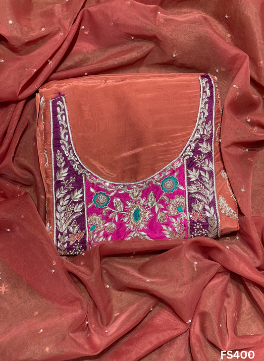 FS400 | Rust | Silk Suit | Bridal Suit | Party Wear | Wedding | Festival | Celebrity | Ring Ceremony