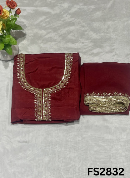 FS2832 | Raw Silk Suit | Party Wear | Jaggo Wear | Weeding Suit