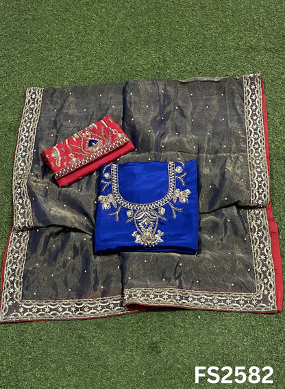 FS2582 | Royal-Blue | Silk | Party Wear | Wedding | Jaggo | Ring Ceremony | Festival