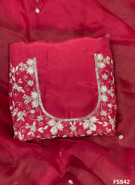 FS842 | Red | Pure Silk Suit | Bridal Suit | Party Wear | Wedding | Festival | Celebrity | Ring Ceremony | F9BHFAA