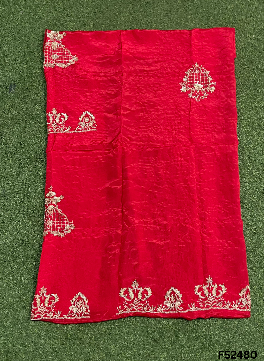FS2480 | Red | Silk | Party Wear | Wedding | Jaggo | Ring Ceremony | Festival