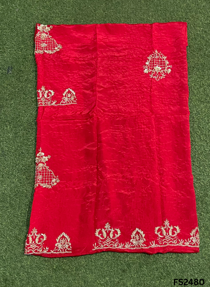 FS2480 | Red | Silk | Party Wear | Wedding | Jaggo | Ring Ceremony | Festival