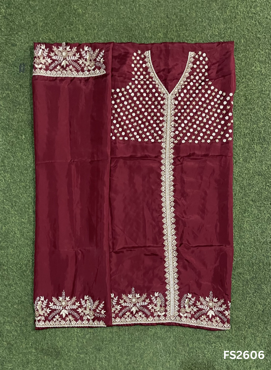 FS2606 | Mehroon |Silk | Party Wear | Wedding | Jaggo | Ring Ceremony | Festival
