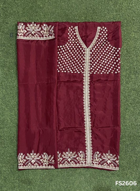 FS2606 | Mehroon |Silk | Party Wear | Wedding | Jaggo | Ring Ceremony | Festival
