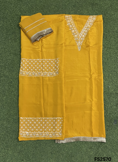 FS2570 | Mustred | Silk | Party Wear | Wedding | Jaggo | Ring Ceremony | Festival