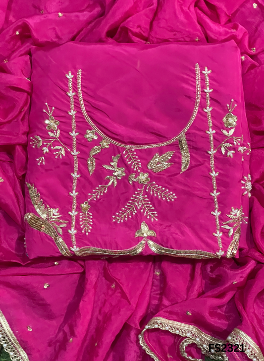 FS2321 | Hot-Pink | Silk | Party Wear | Wedding | Jaggo | Ring Ceremony | Festival