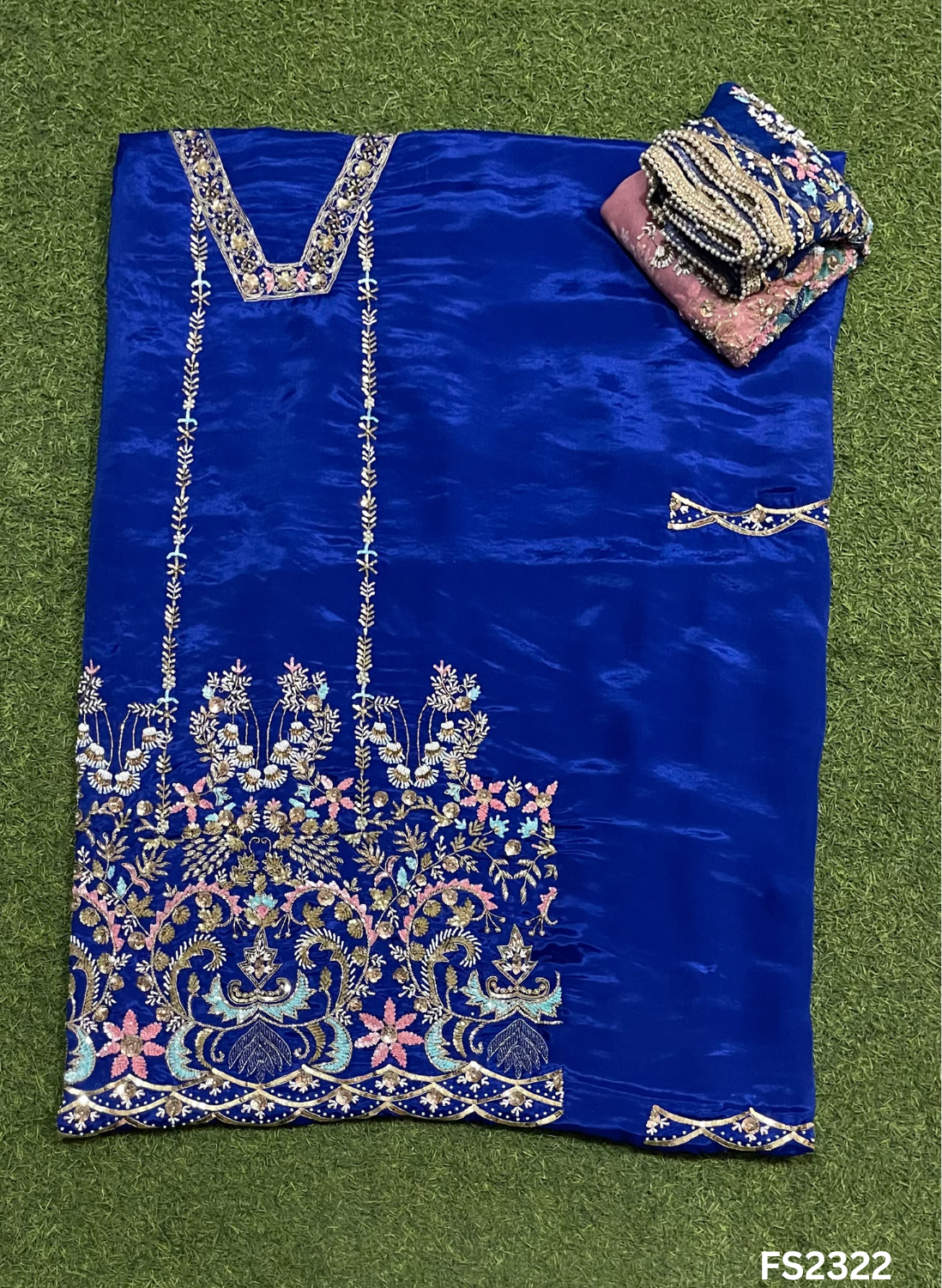 FS2322 | Royal-Blue | Silk | Party Wear | Wedding | Jaggo | Ring Ceremony | Festival