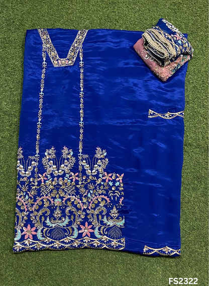FS2322 | Royal-Blue | Silk | Party Wear | Wedding | Jaggo | Ring Ceremony | Festival