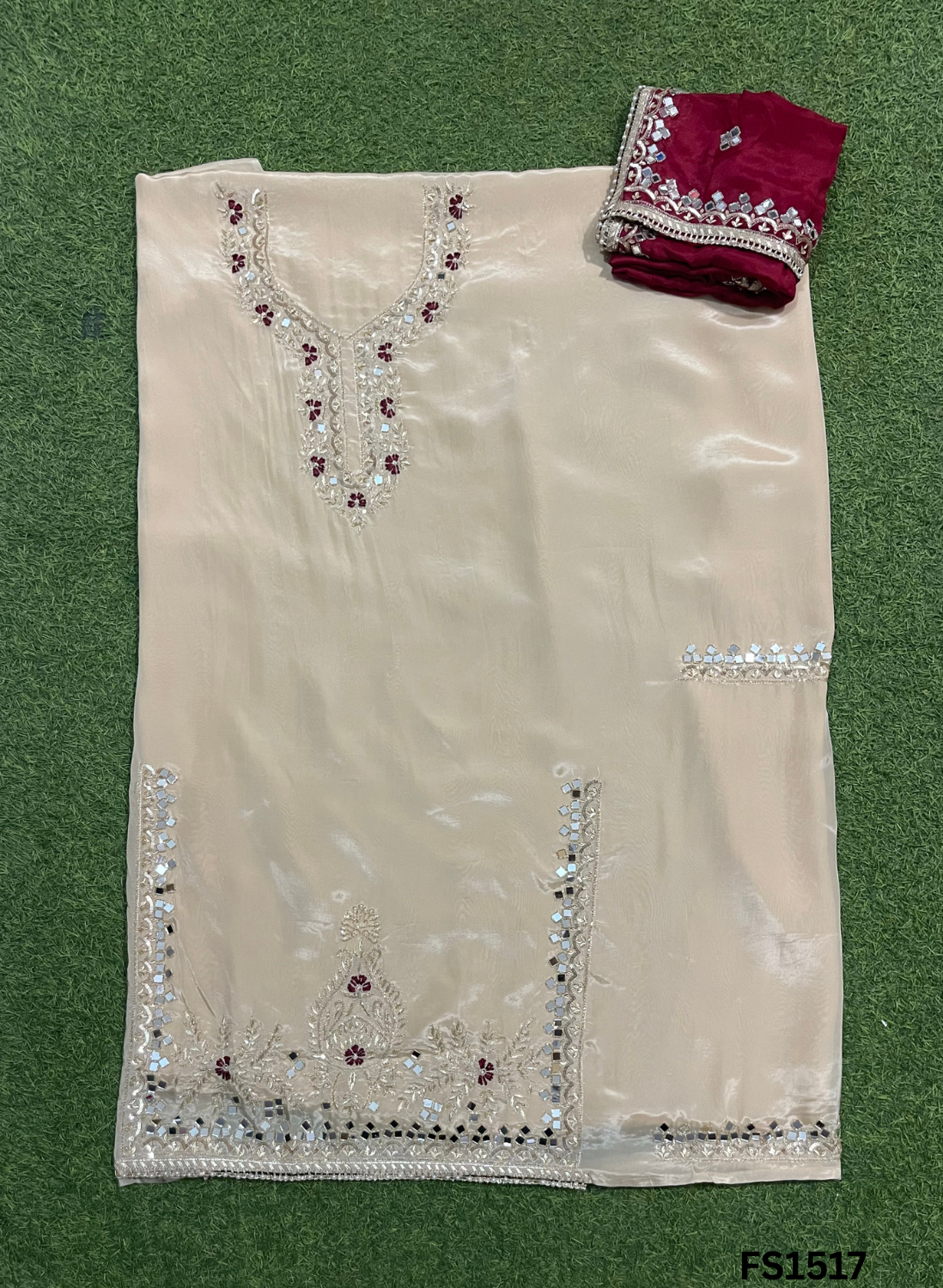 FS1517 | Golden | Silk Suit | Party Wear | Wedding | Jaggo | Festival |