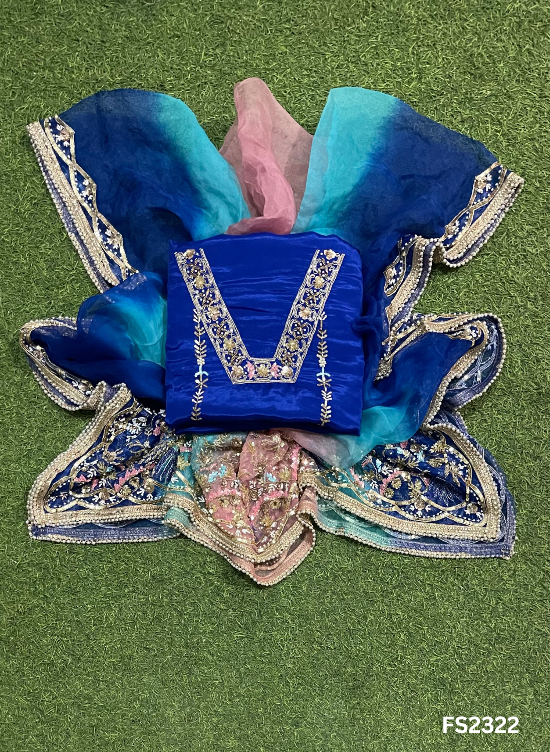 FS2322 | Royal-Blue | Silk | Party Wear | Wedding | Jaggo | Ring Ceremony | Festival