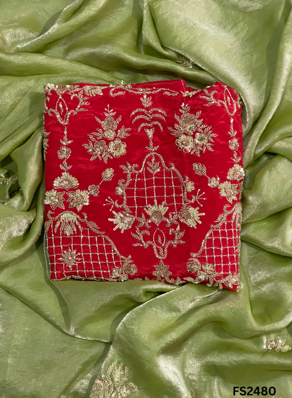 FS2480 | Red | Silk | Party Wear | Wedding | Jaggo | Ring Ceremony | Festival
