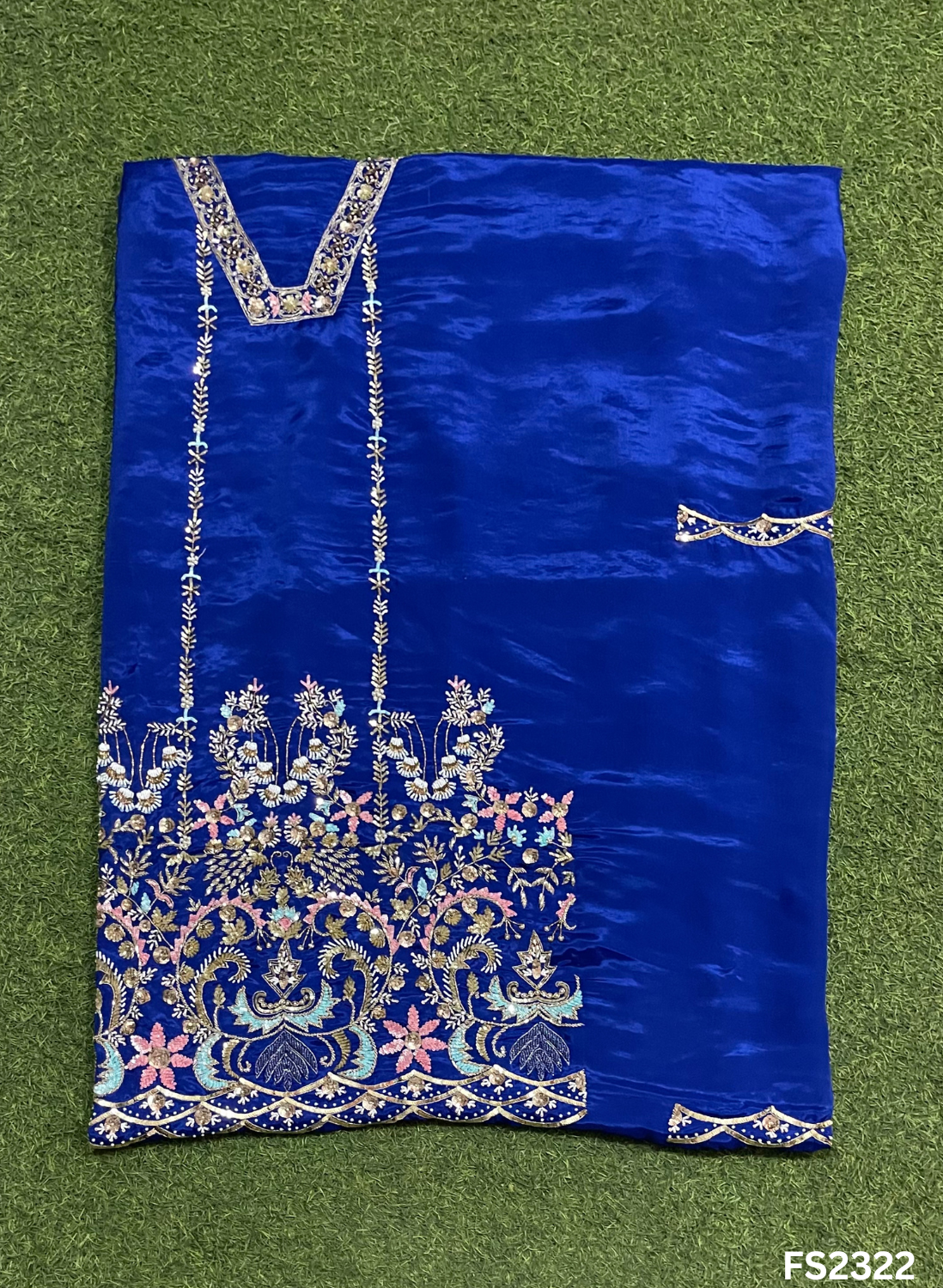 FS2322 | Royal-Blue | Silk | Party Wear | Wedding | Jaggo | Ring Ceremony | Festival