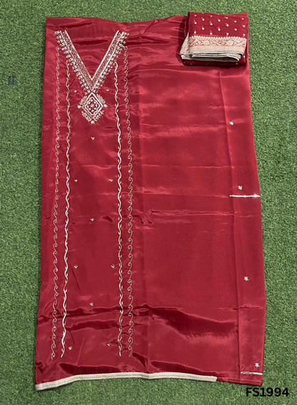 FS1994 | Mehroon | Silk | Party Wear | Wedding | Jaggo | Ring Ceremony | Festival