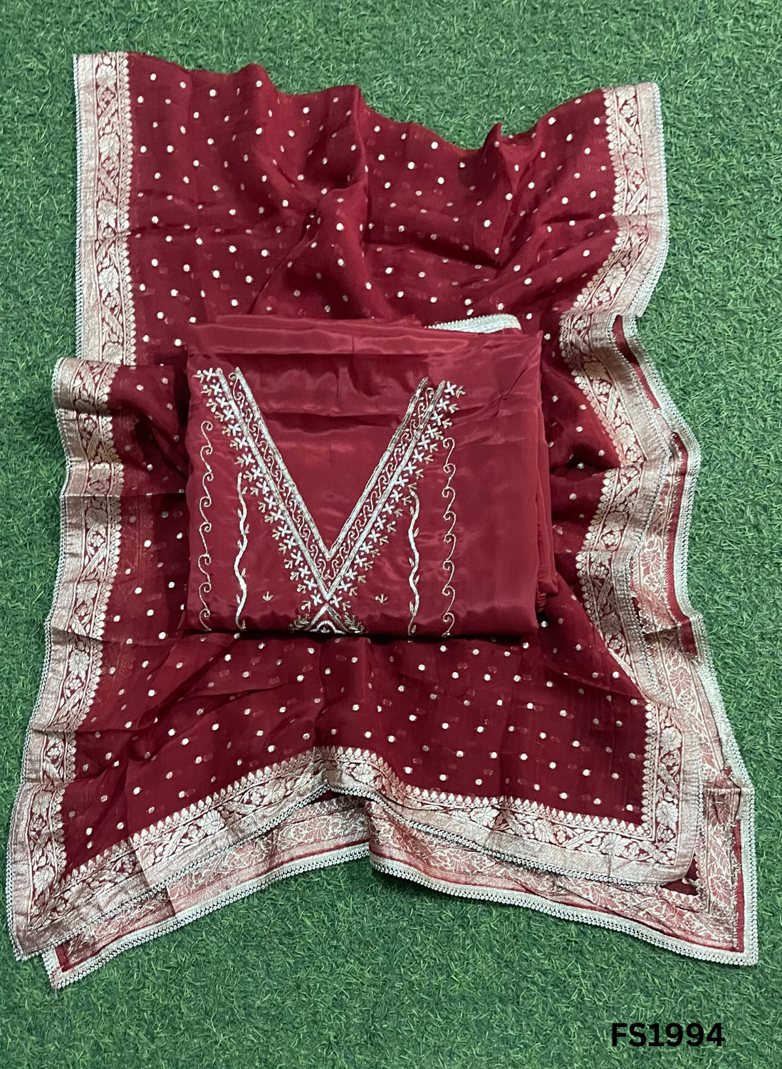 FS1994 | Mehroon | Silk | Party Wear | Wedding | Jaggo | Ring Ceremony | Festival